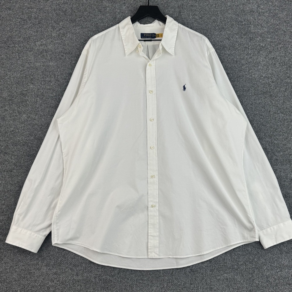 Polo Ralph Lauren Button Down Shirt Mens XXL White Classic Casual Long Sleeve